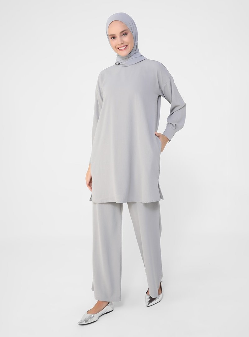 Refka Gri Aerobin Tunik & Pantolon İkili Takım
