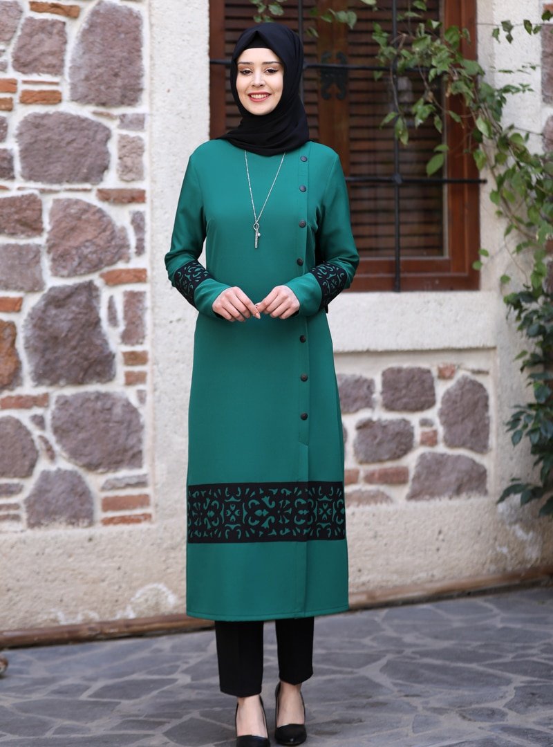 Azra Design Zümrüt Deniz Tunik&Pantolon İkili Abiye Takım