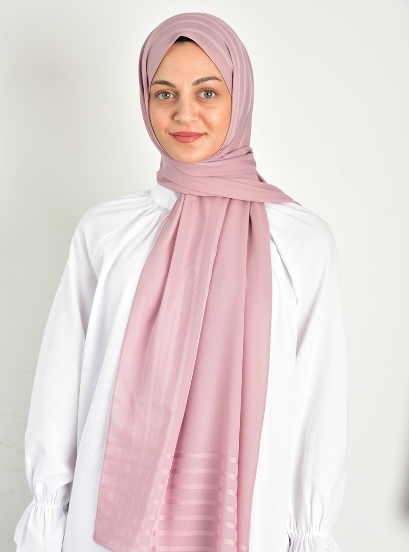 Burden İpek Açık Mürdüm Desenli Şifon Şal