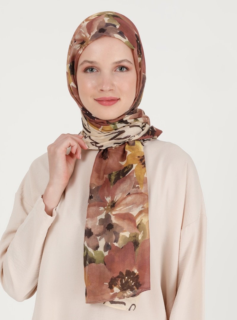 Soft Scarfs Fındık Bahar Bahçe Şiir Desenli Şal