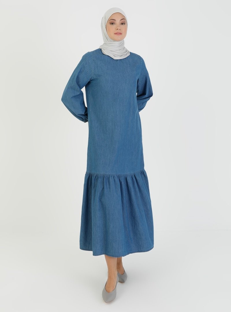ACR CLOTHİNG Mavi Kot Elbise