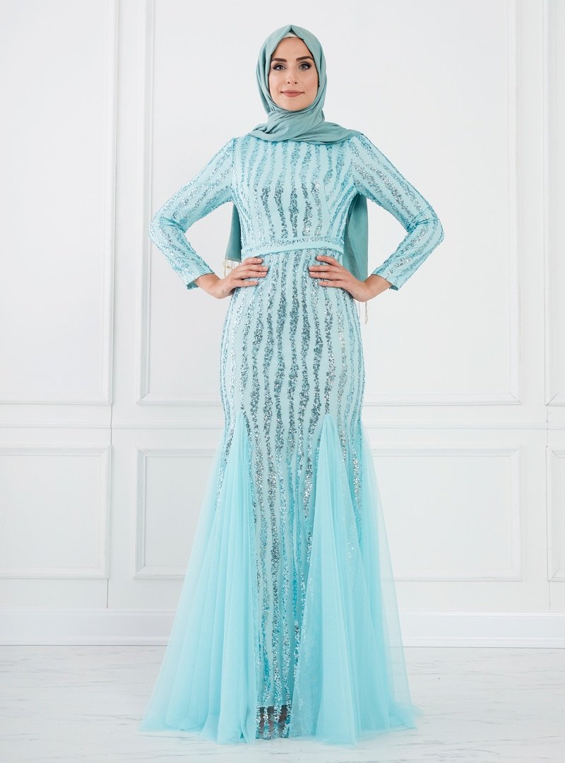 Moda Sinanlar Yeşil Ahsa Abiye Elbise