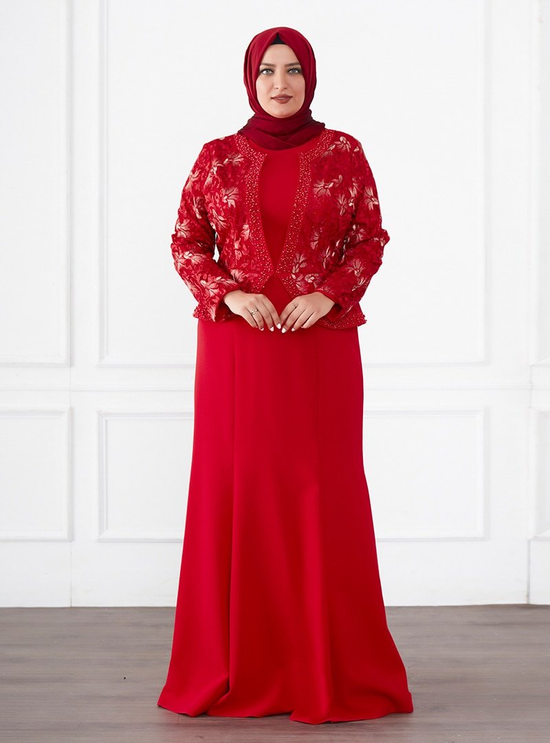 Moda Sinanlar Kırmızı Derya Abiye Elbise