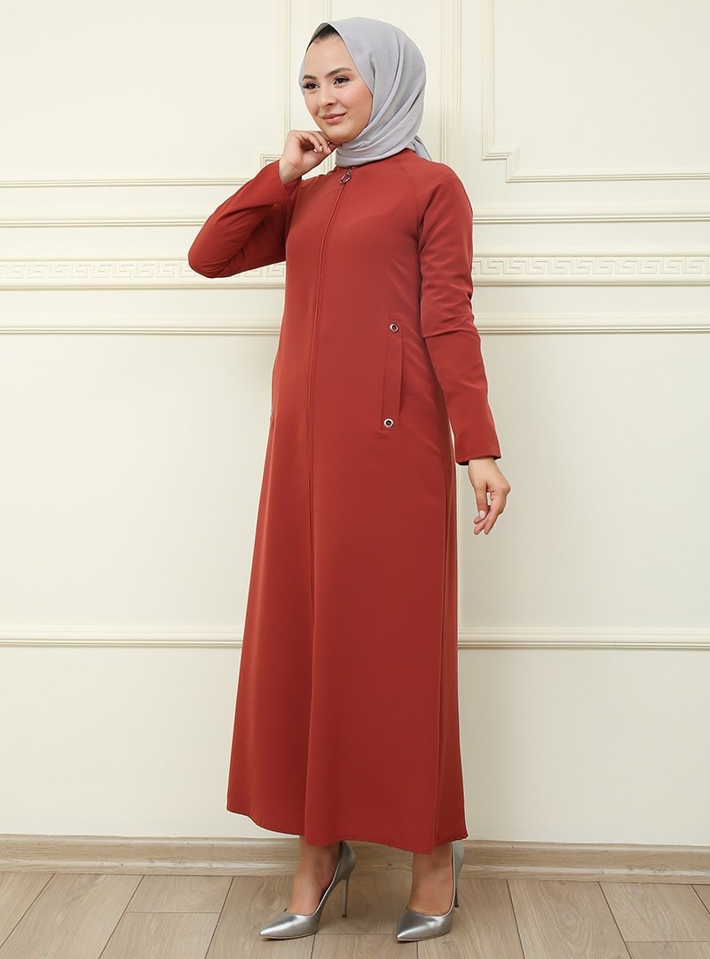 Moda Dua Kiremit Fermuarlı Ferace