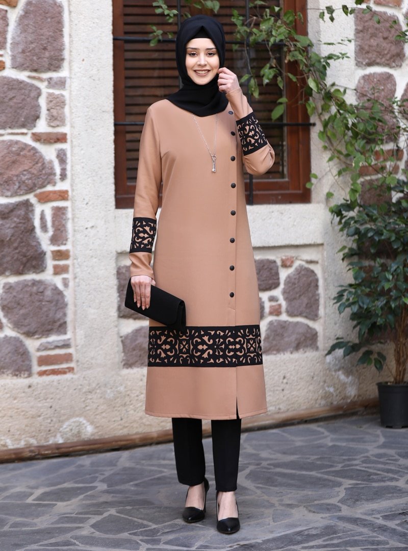 Azra Design Camel Deniz Tunik&Pantolon İkili Abiye Takım