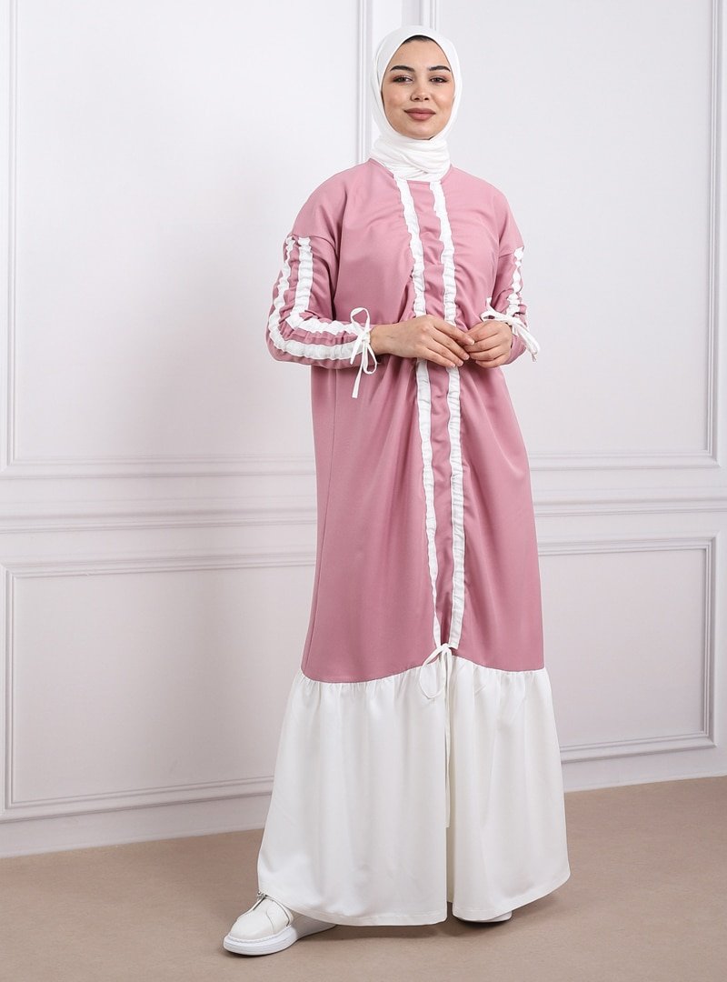 Savewell Woman Gül Kurusu Büzgülü Zen Elbise