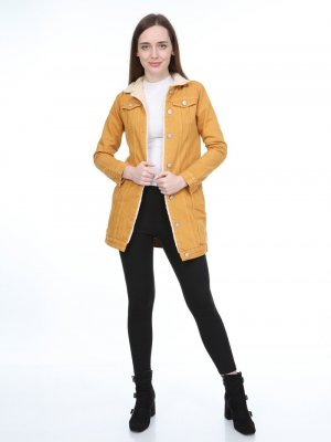 Mayın Jeans Sarı İçi Kürklü Kot Ceket