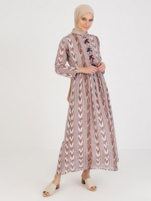 Elis Şile Bezi Çok Renkli Şile Bezi Kilim Desenli Elbise