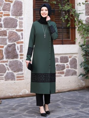 Azra Design Haki Deniz Tunik&Pantolon İkili Abiye Takım