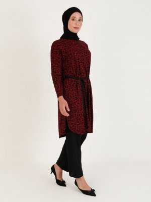 GELİNCE Bordo Tunik & Pantolon İkili Takım