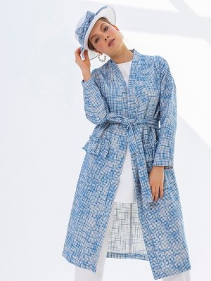 Al Tatari Mavi Desenli Kimono