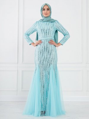 Moda Sinanlar Yeşil Ahsa Abiye Elbise