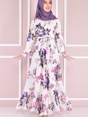 Moda Merve Beyaz Şifon Elbise