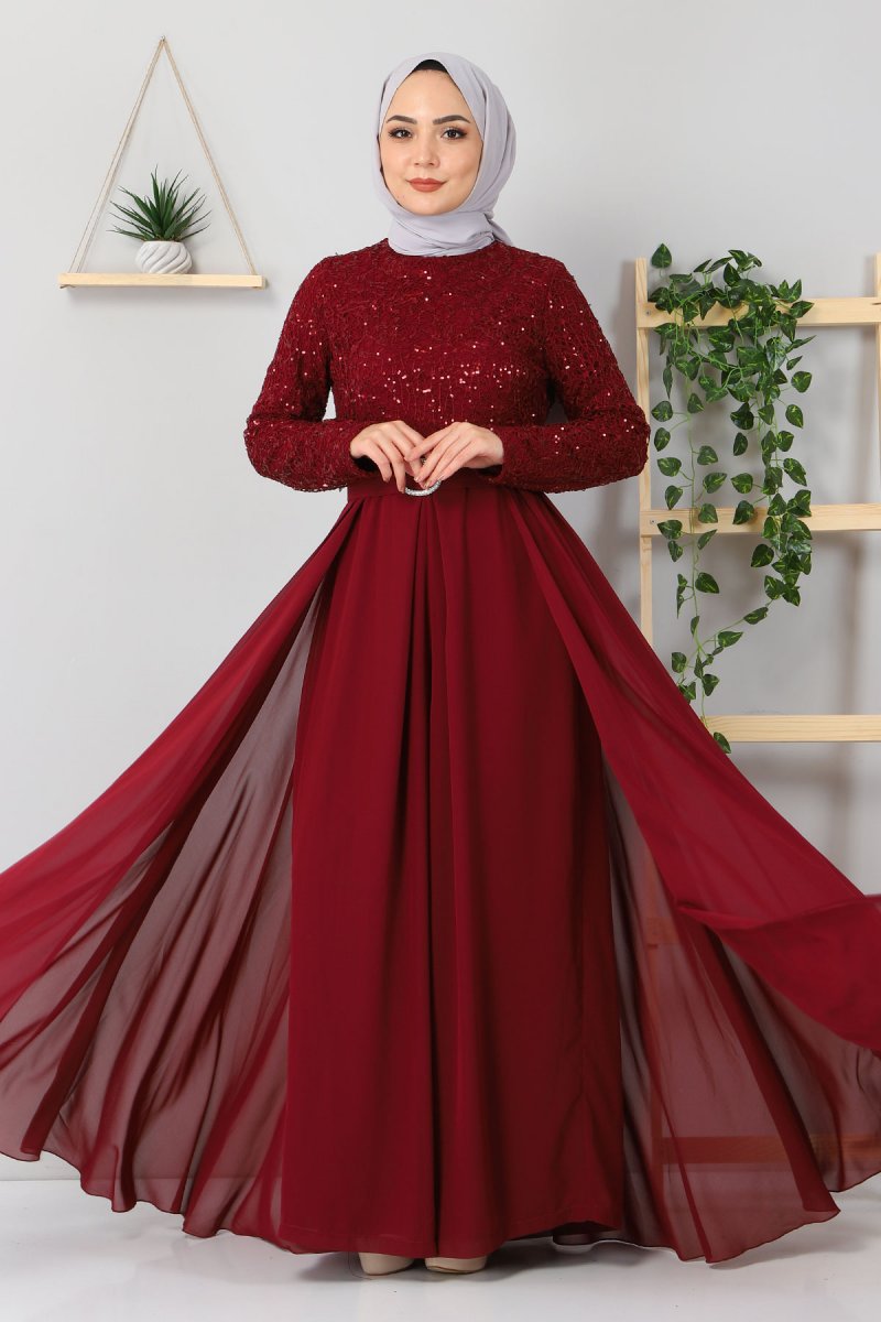 MISSVALLE Bordo Dantel Detaylı Tulum Elbise