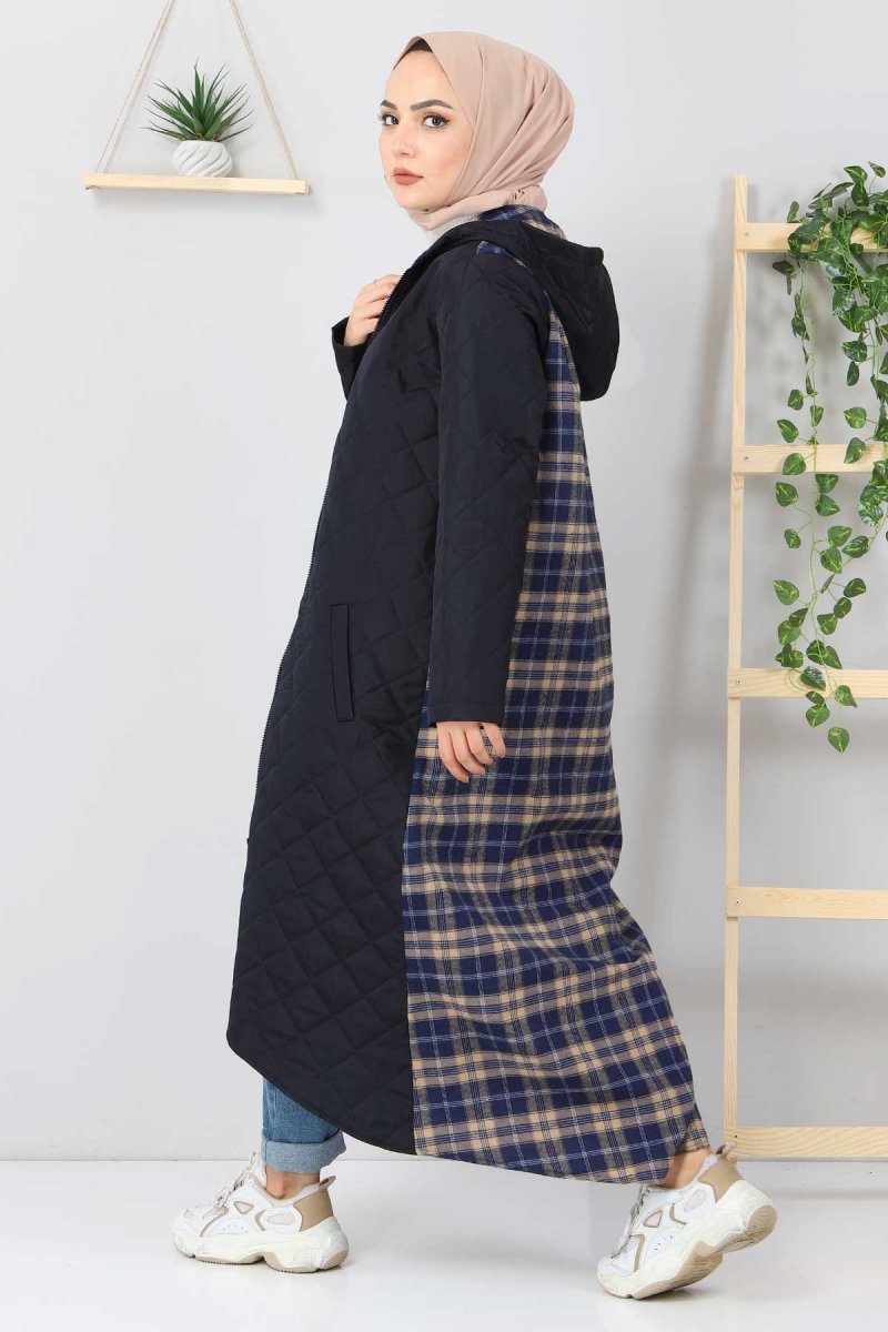 Tesettür Dünyası Camel Ekoseli Kapitone Kap