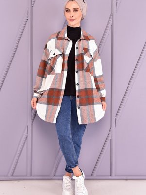 Moda Merve Kiremit Oduncu Gömlek