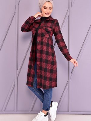 Moda Merve Bordo Oduncu Gömlek