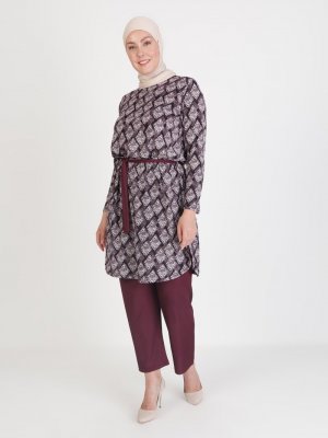 GELİNCE Mürdüm Tunik & Pantolon İkili Takım