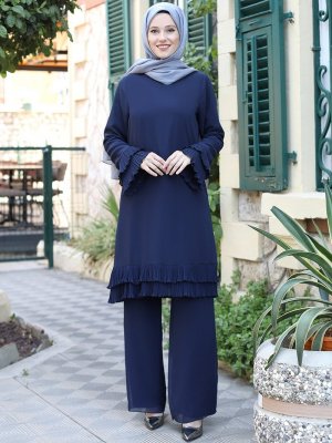 Emsale Lacivert Göksu Tunik & Pantolon İkili Takım
