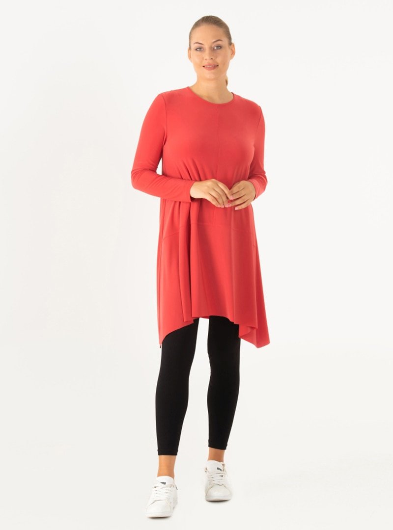 FLOWİST PLUS SİZE Mercan Büyük Beden Sandy Tunik