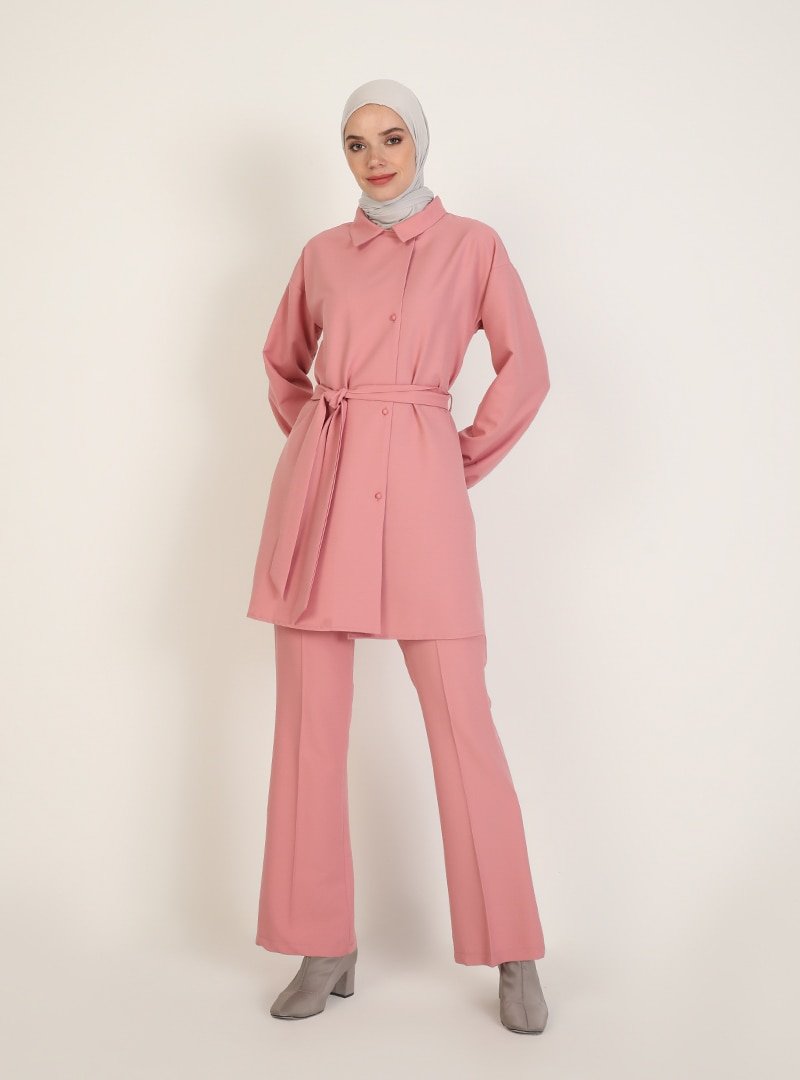 Ziwoman Pembe Tunik & Pantolon İkili Takım