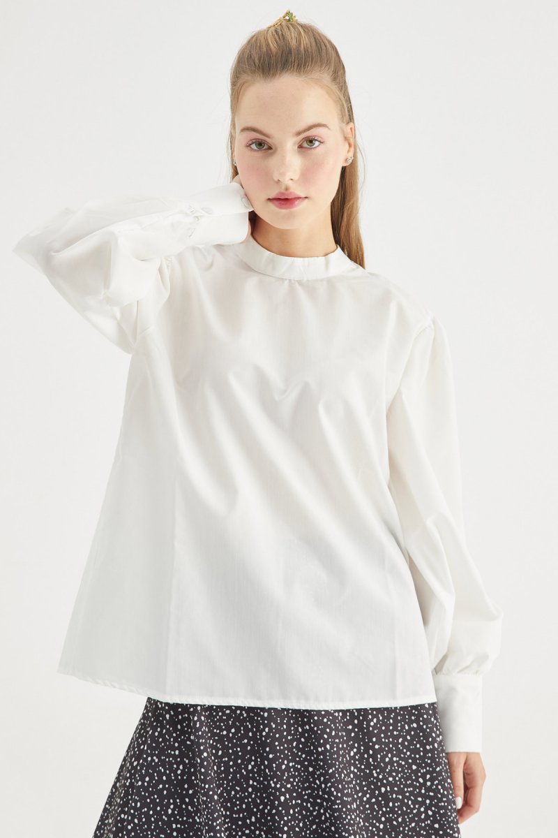 Hooopstore Beyaz Basic Bluz