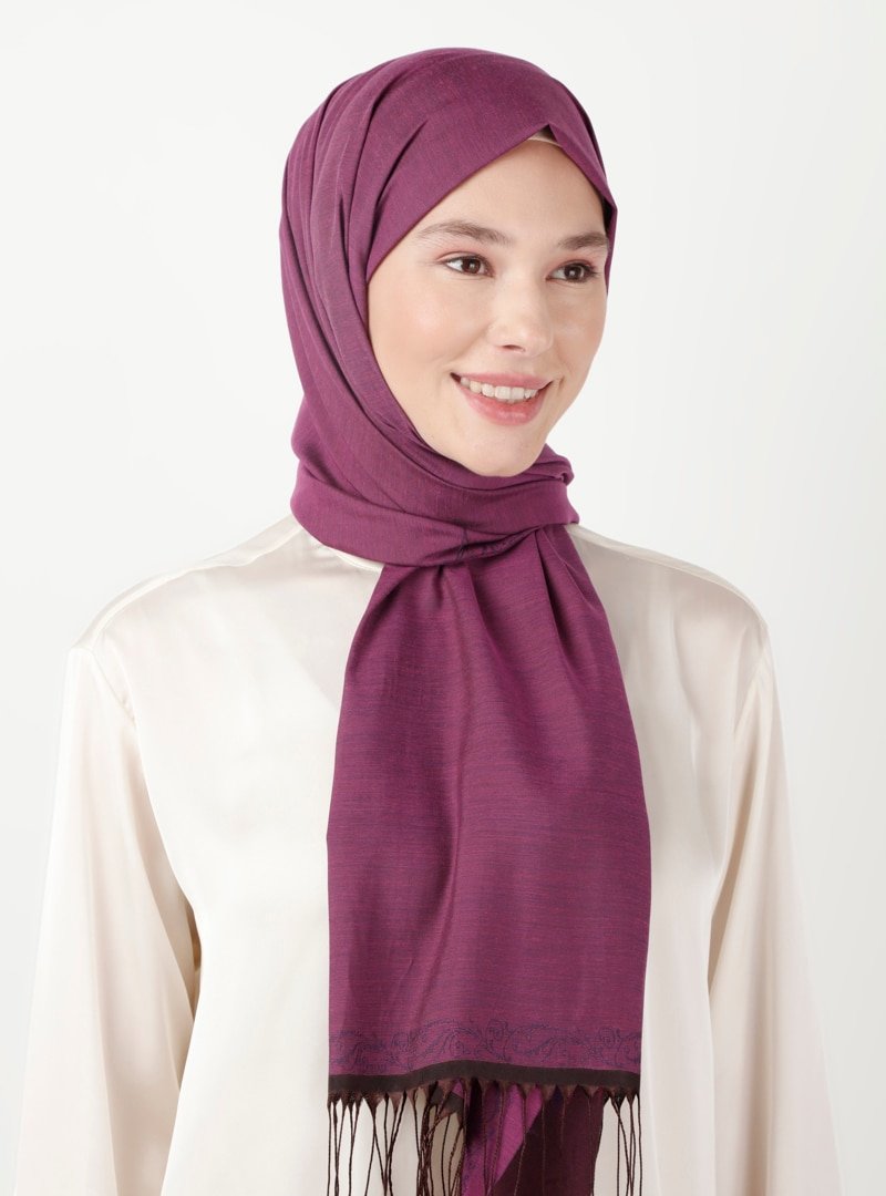 Soft Scarfs Açık Mor Çiçek Jakarlı Şal