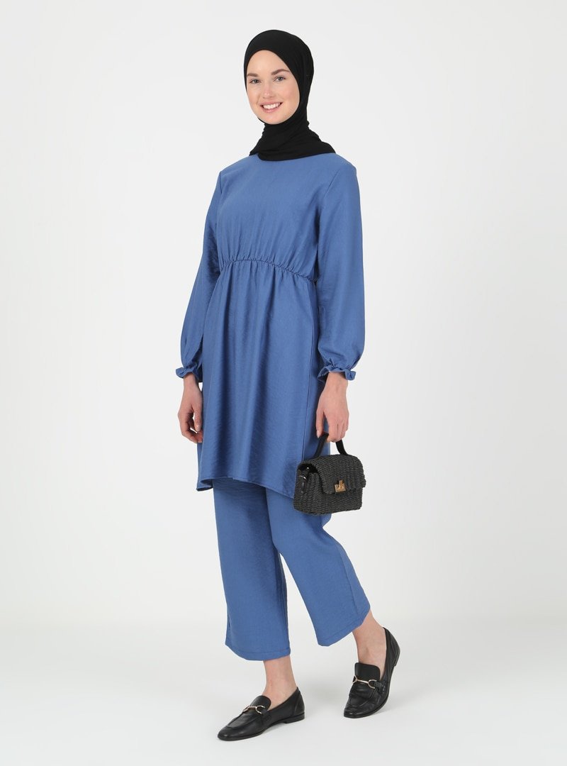 ENSANUR MODA İndigo Tunik & Pantolon İkili Takım