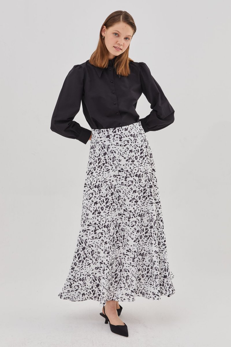 Hooopstore Beyaz Çıtır Desenli Etek