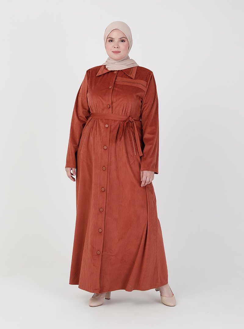 Jamila Tarçın Boydan Düğmeli Ferace