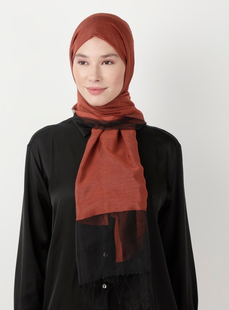 Soft Scarfs Kiremit Tüllü Elegans Şal