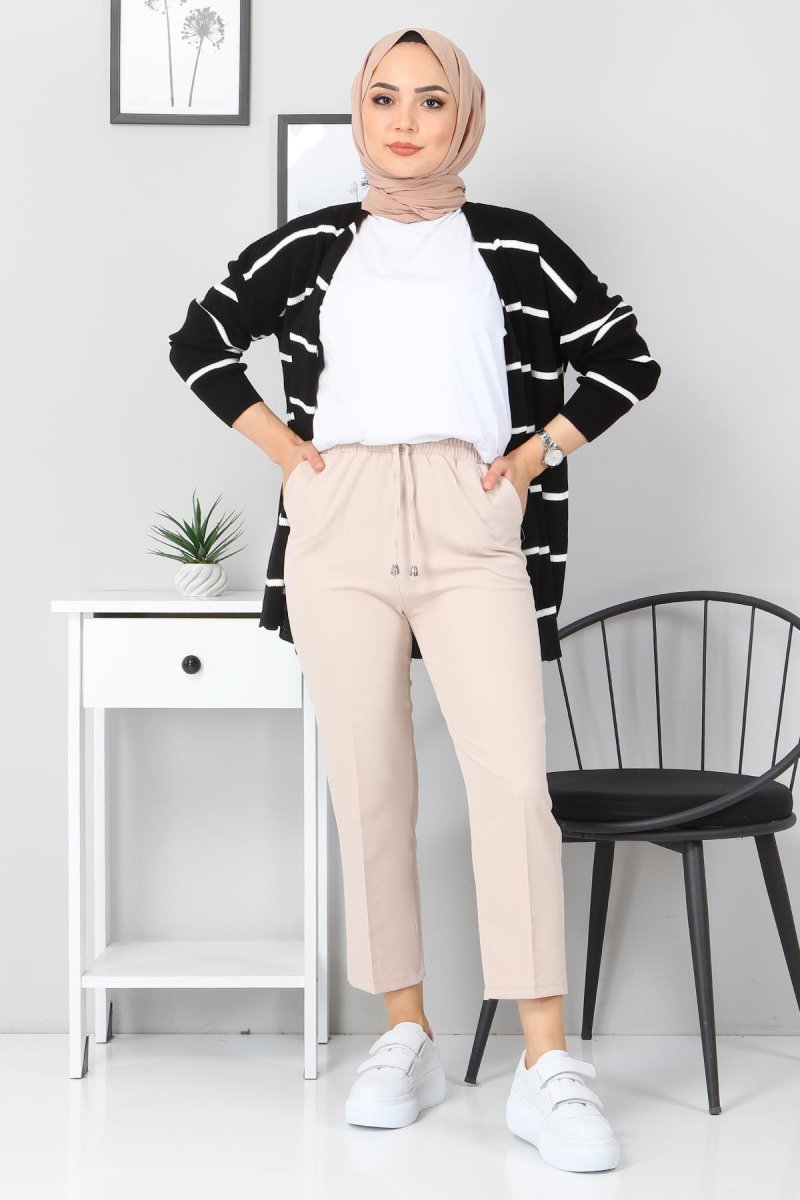 Tesettür Dünyası Bej Havuç Pantolon