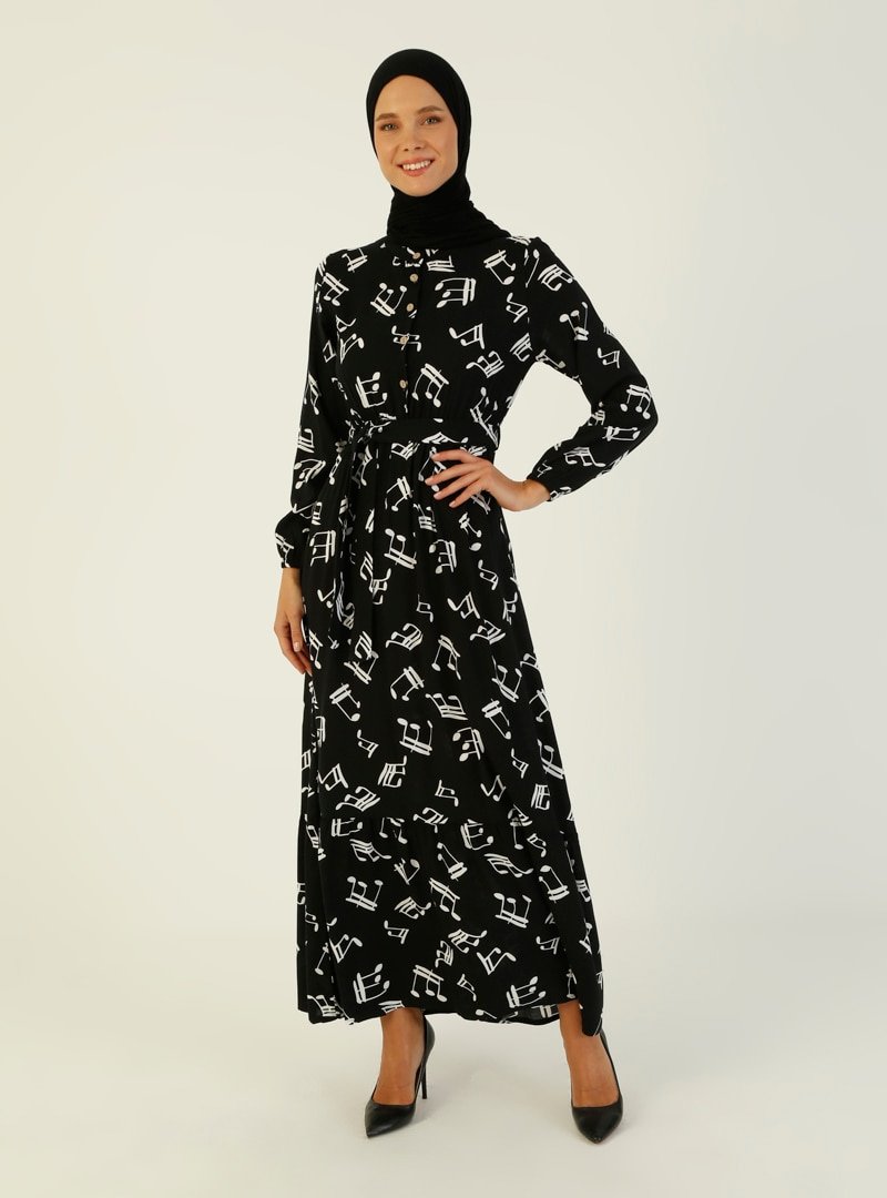 ZENANE Siyah Desenli Elbise