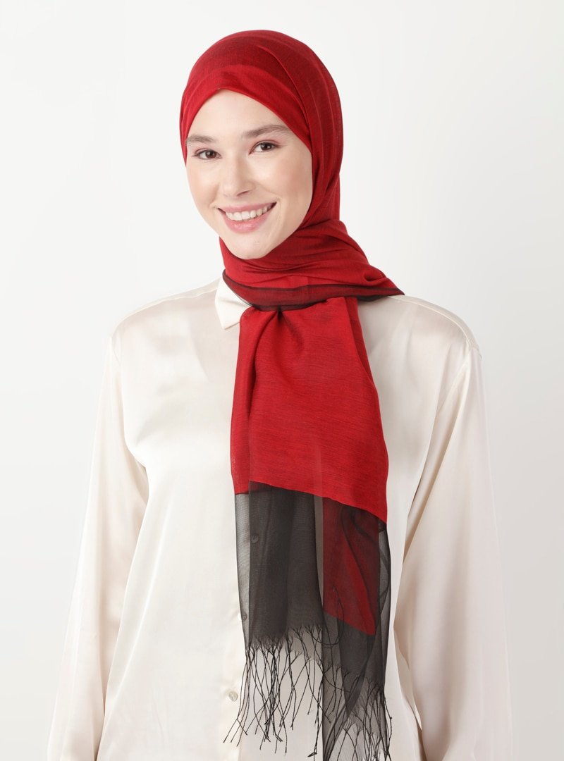 Soft Scarfs Kırmızı Tüllü Elegans Şal