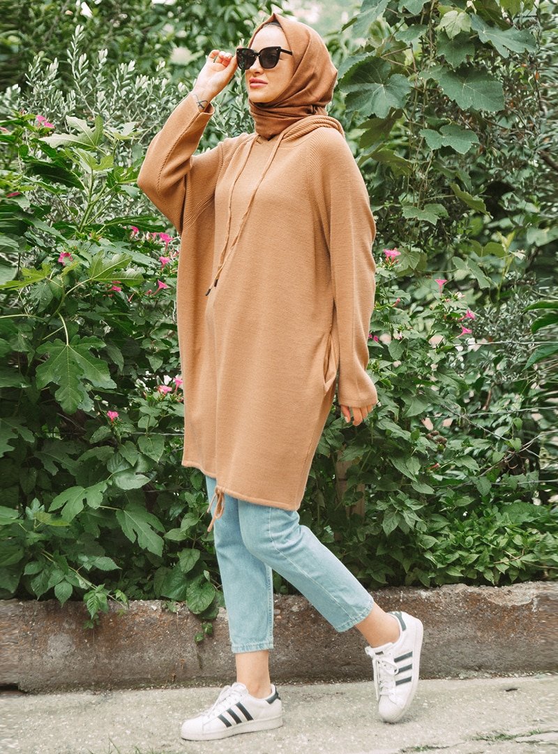 MODA NUR SEDA Camel Spor Triko Tunik