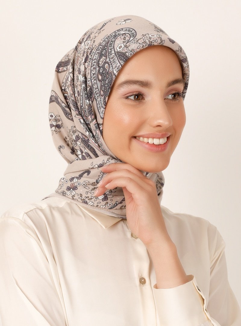 Miray Vizon Çiçek Desenli Cashmere Kışlık Eşarp