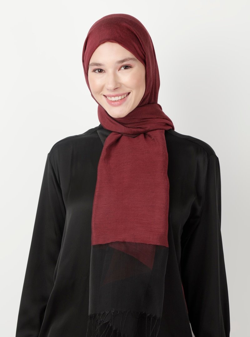 Soft Scarfs Bordo Tüllü Elegans Şal