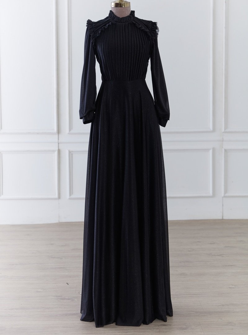 LARACHE Siyah Alçin Abiye Elbise