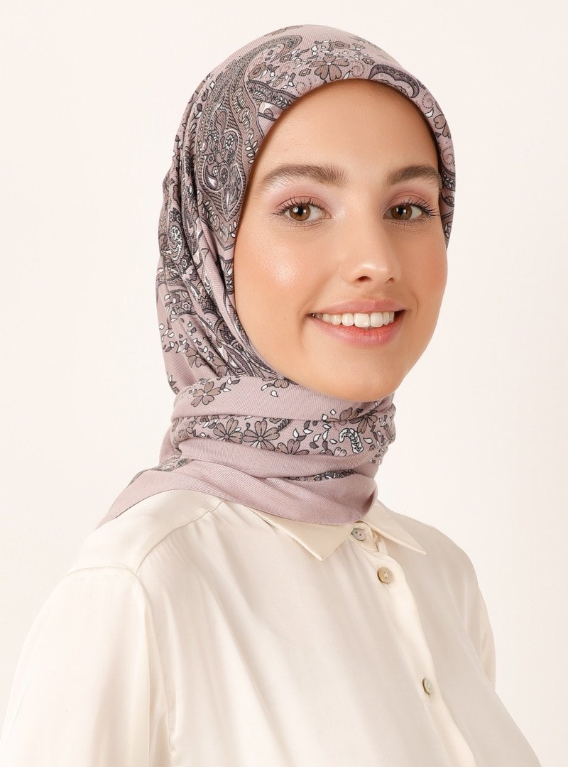 Miray Gül Kurusu Çiçek Desenli Cashmere Kışlık Eşarp