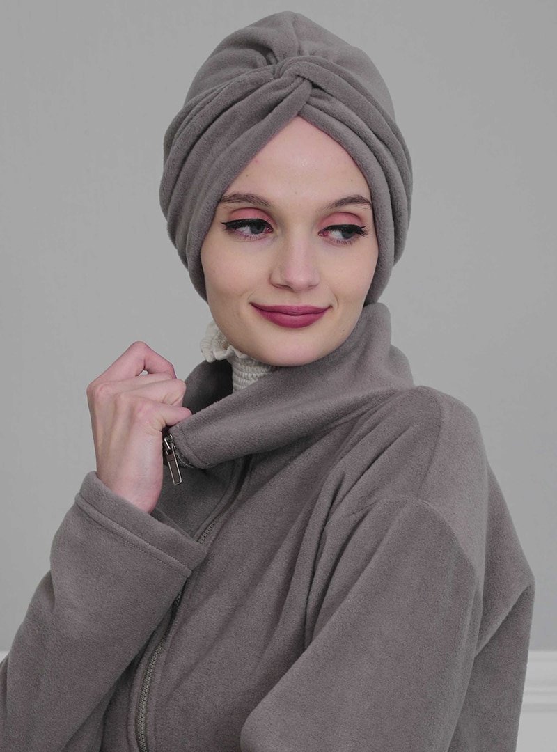 Ayşe Türban Tasarım Gri Polar Bone