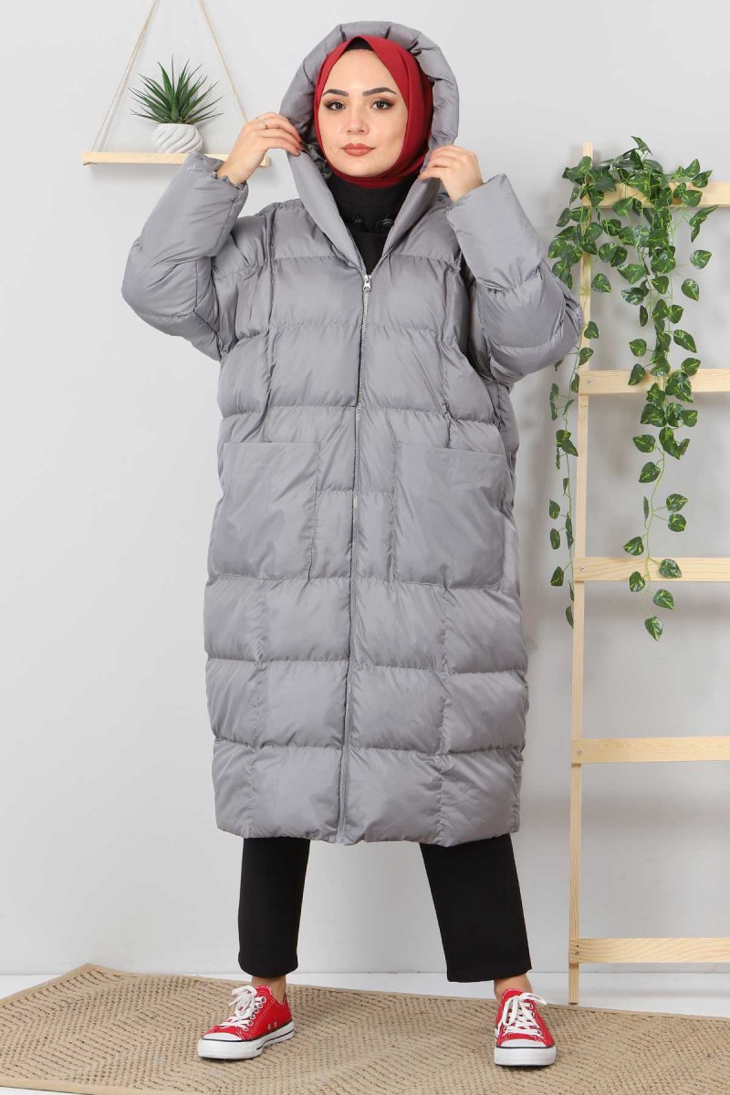 Tesettür Dünyası Gri Yorgan Mont