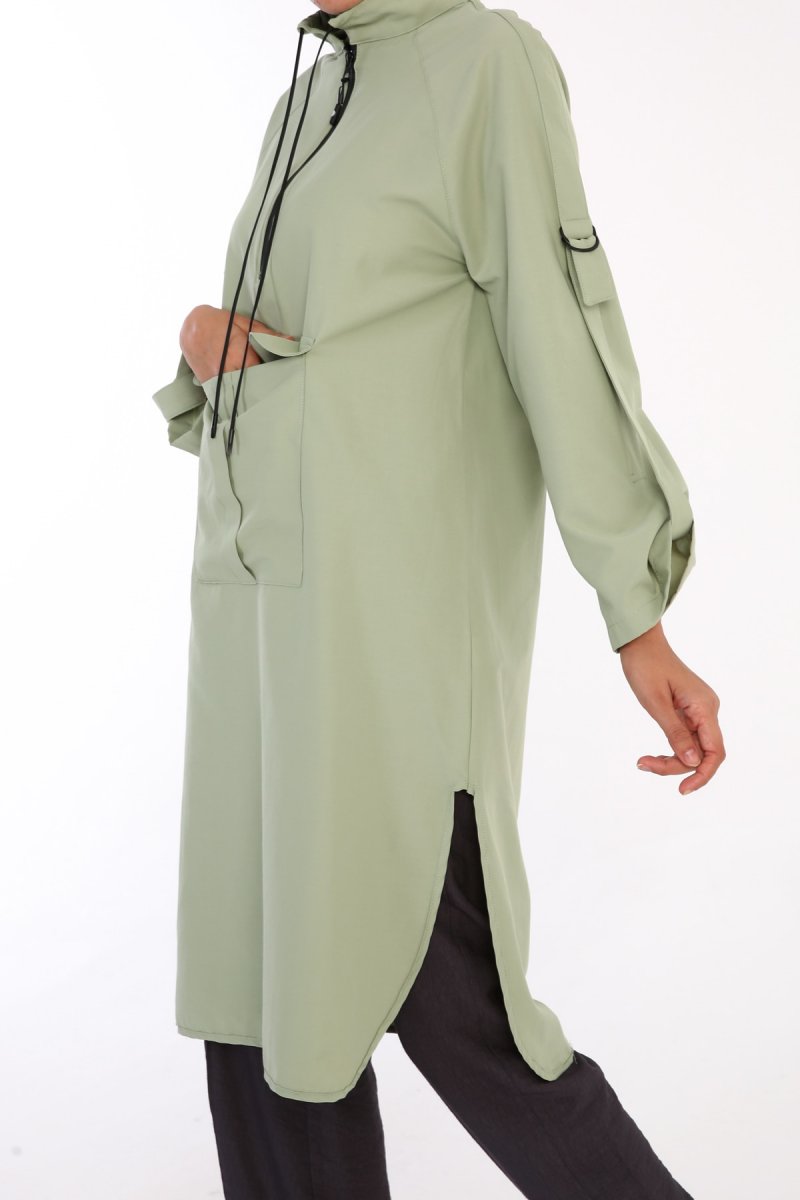 Allday Yeşil Açık Kanguru Cepli Tunik
