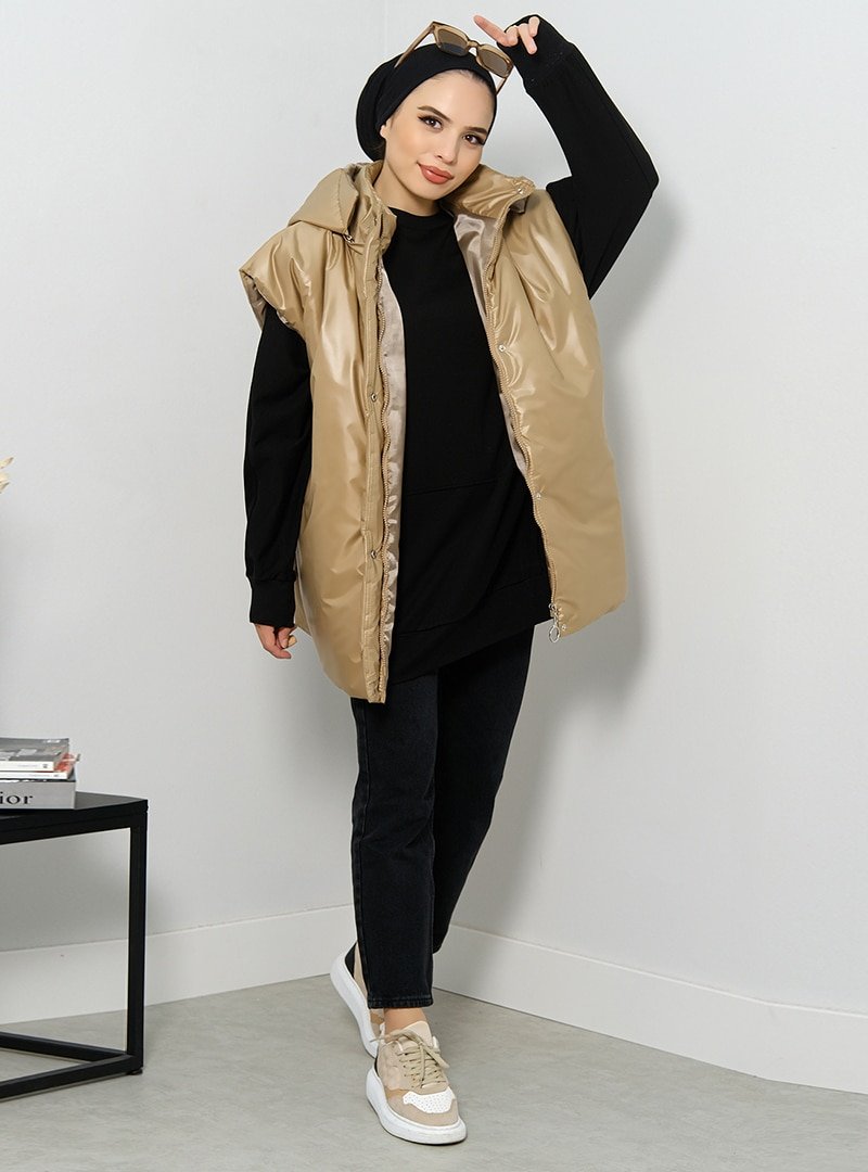 Minel Camel Kapüşonlu Şişme Yelek