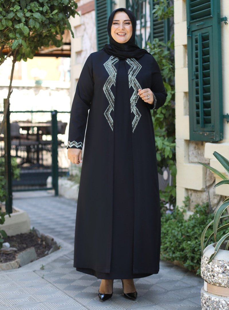Emsale Siyah Hilal Abiye Elbise