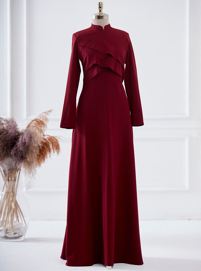 LARACHE Bordo Pelerin Elbise