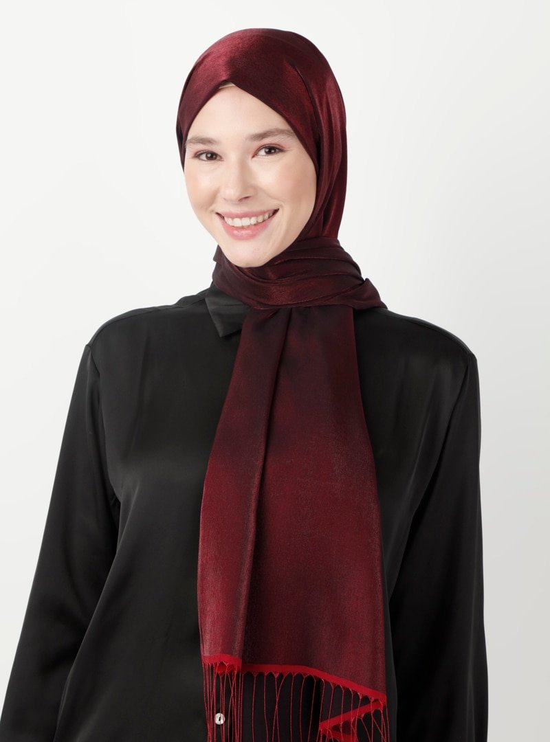 Soft Scarfs Bordo Tafta Şal