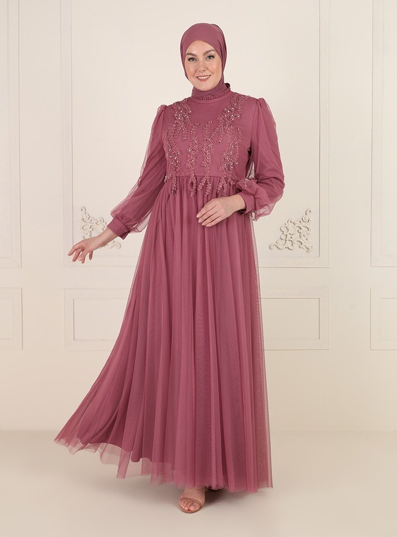 MODAYSA Gül Kurusu İşlemeli Abiye Elbise