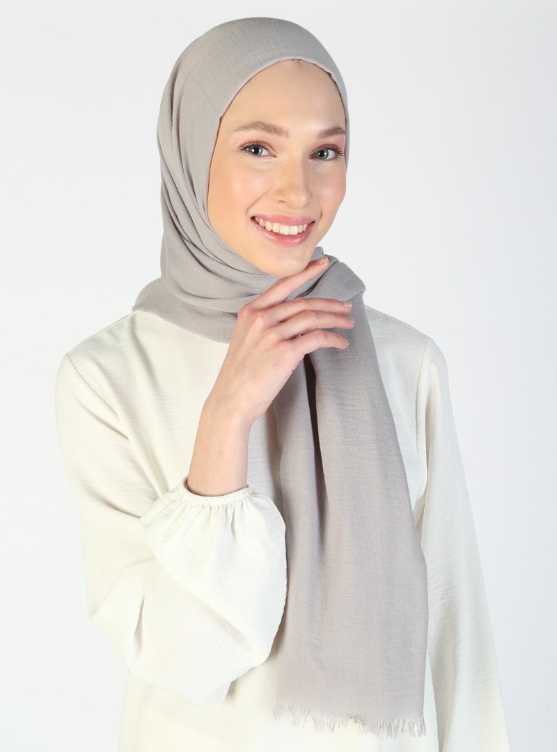NINE SCARFS Gri Pamuk Lüx Şal