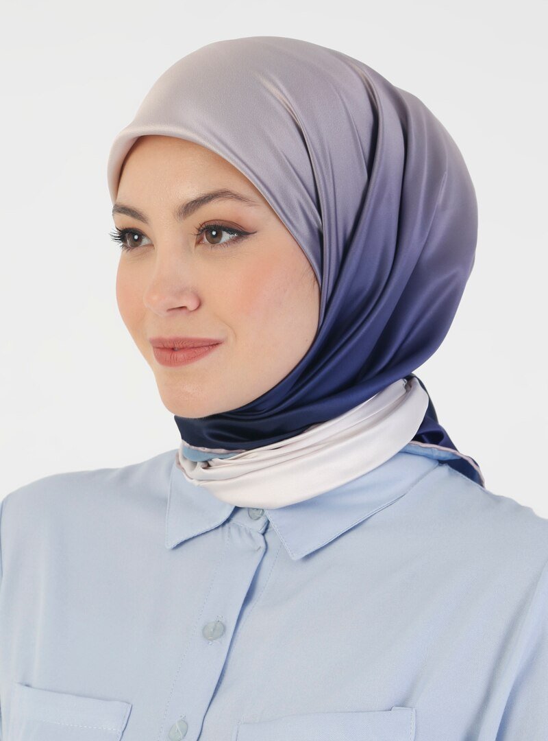 DIFFERENZA Lacivert Pudra Omre Eşarp