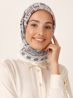 Miray Krem Otantik Desen Cashmere Kışlık Eşarp